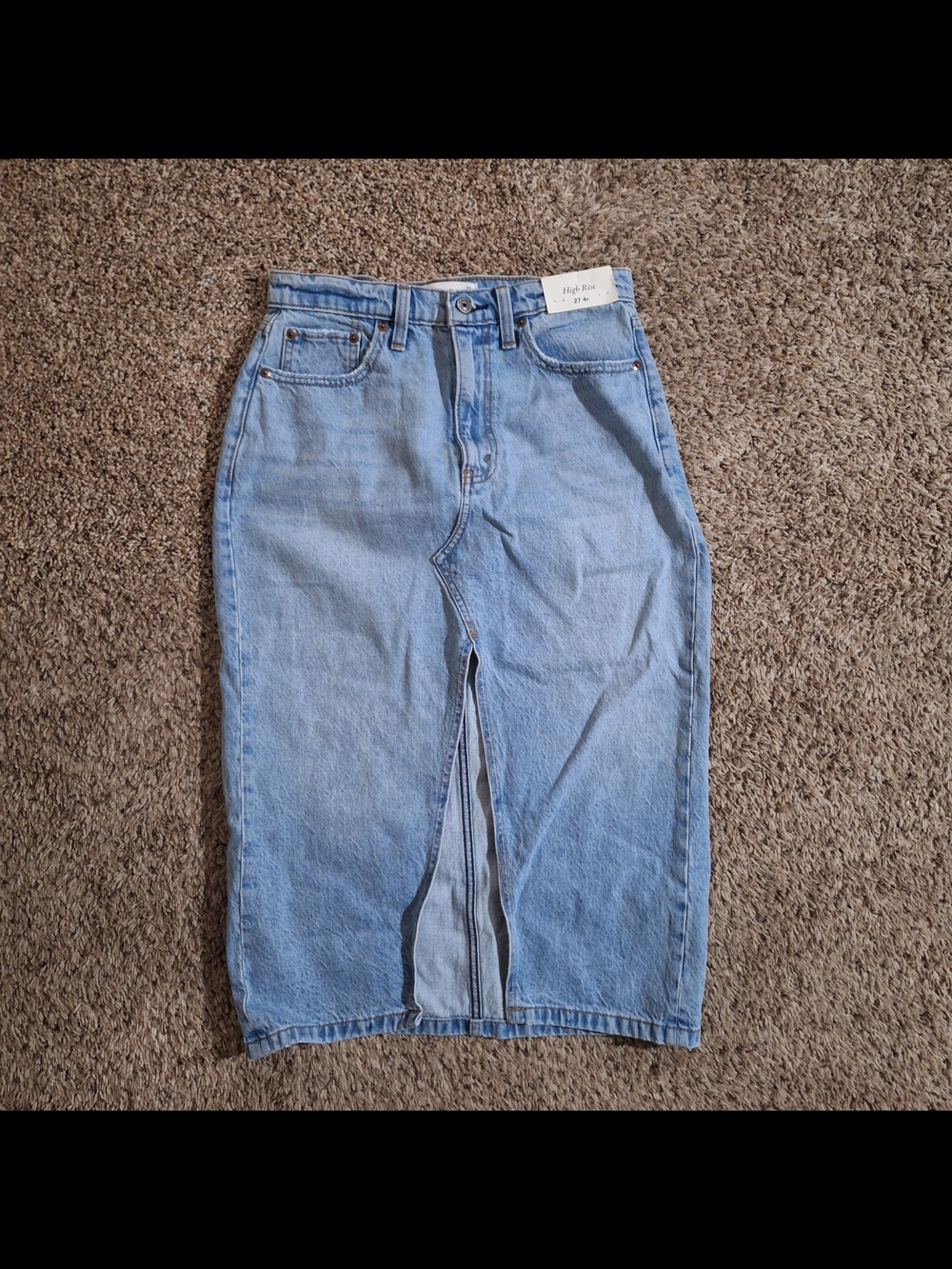 NWT Abercrombie High Rise Denim Maxi Skirt 27 4P - Light Wash